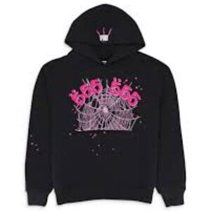 Sp5der 555 Hoodie Pink on Black